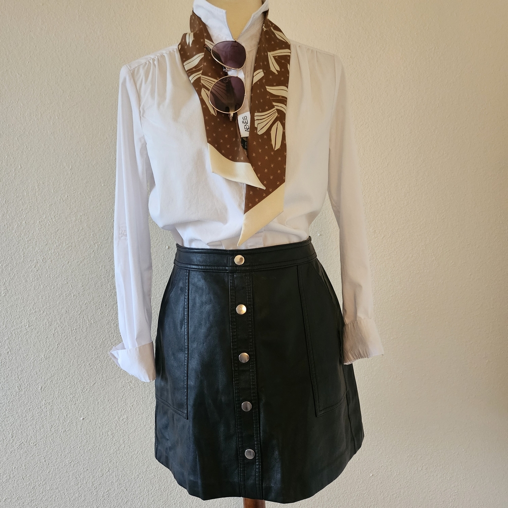 Bar III Black "Leather" Skirt - Picture 2 of 3